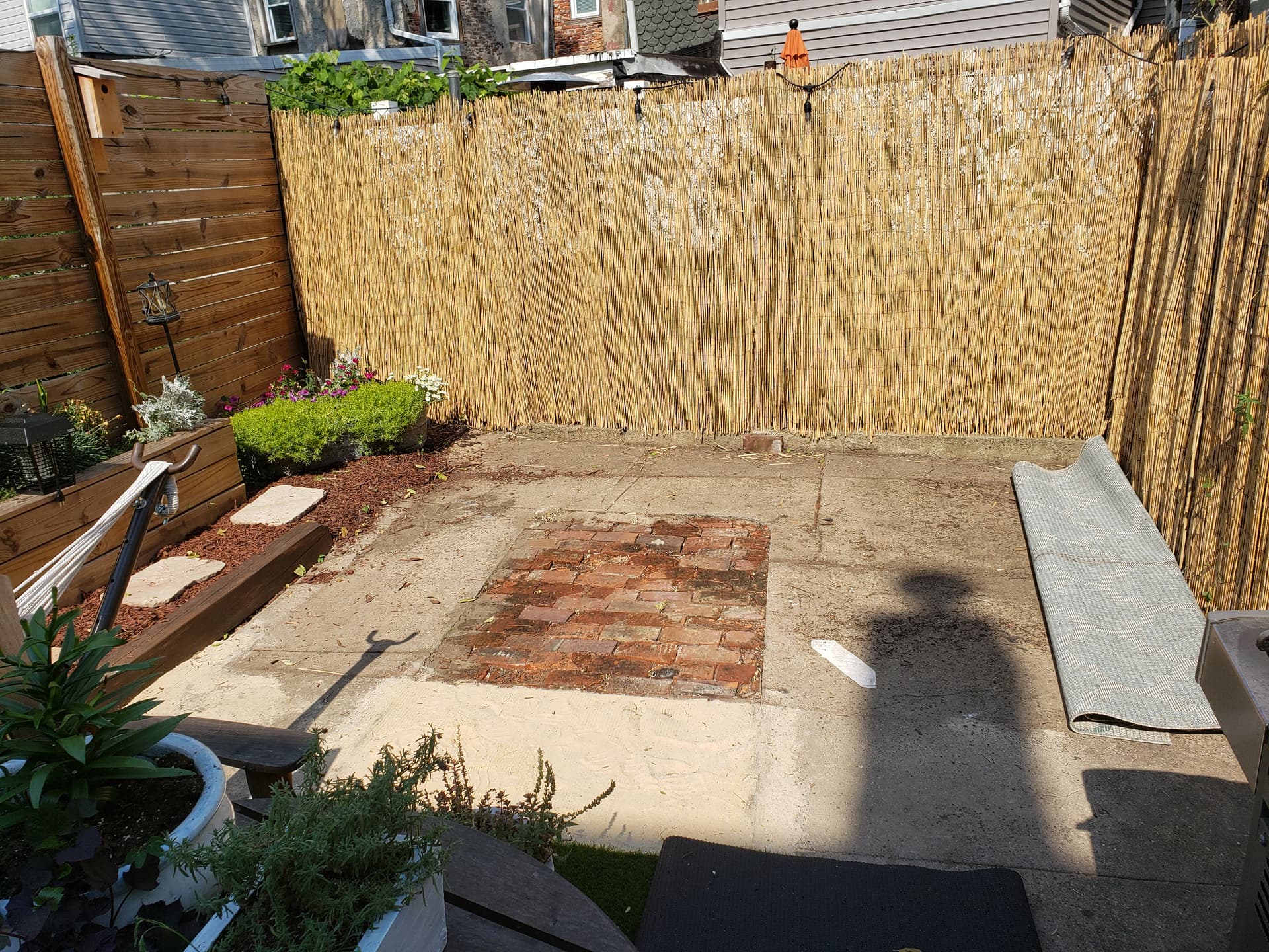 Laying out the outer frame and sleeper joists on the concrete