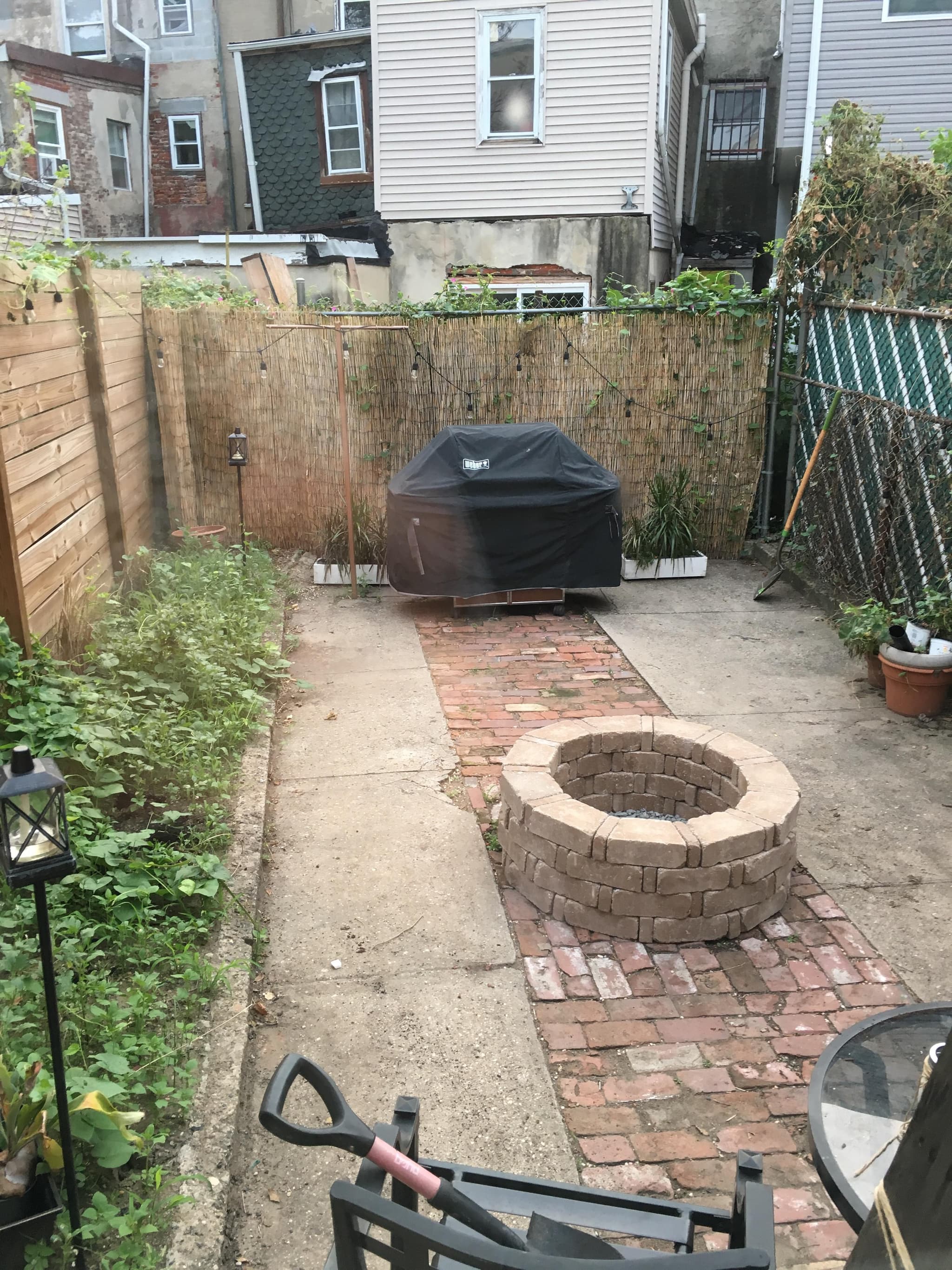 The bare concrete patio before the build