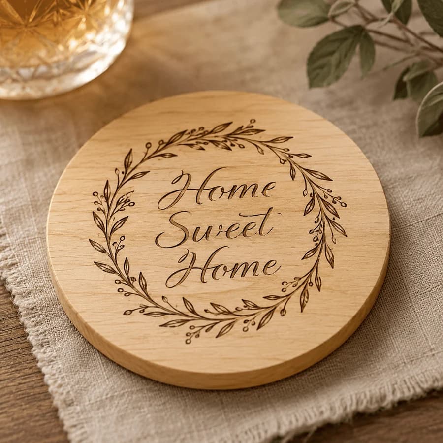 Manufacturer-supplied Hanboost example of a design engraved on wood