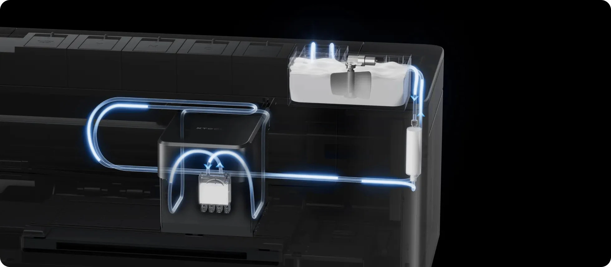 Official xTool Apparel Printer Plus HydraFlow white-ink system cutaway