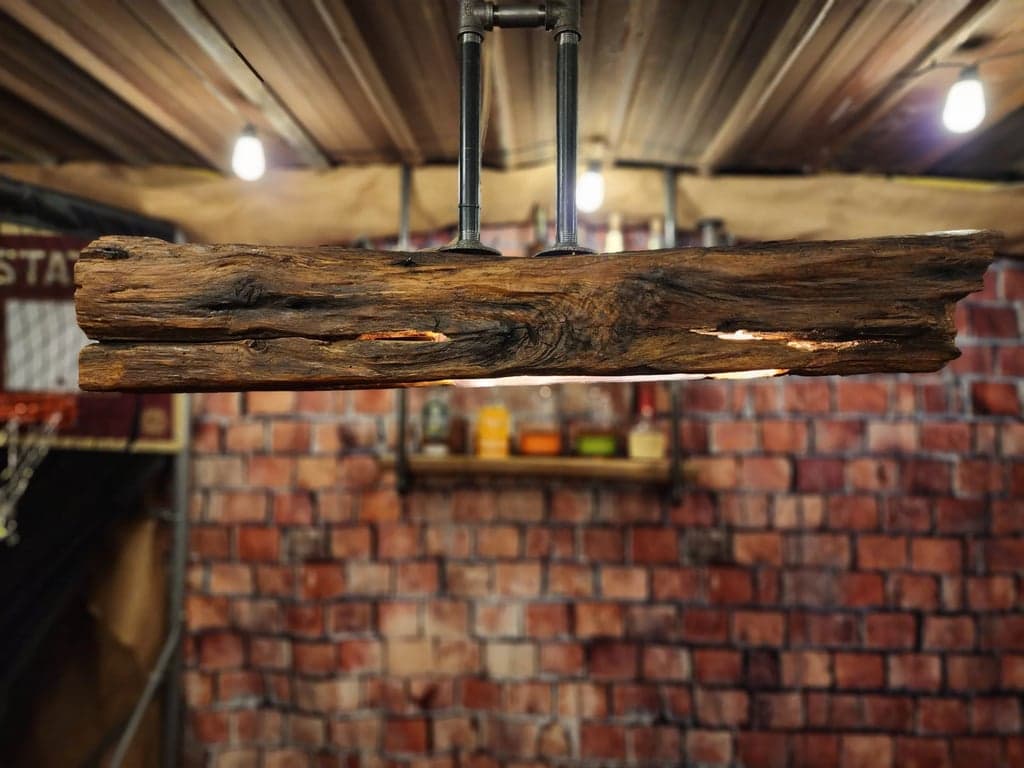 Reclaimed barn beam mantel with stockings