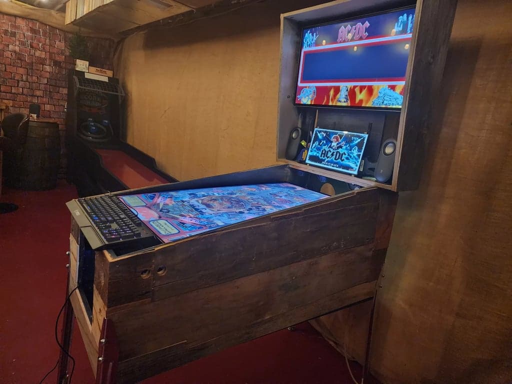The playfield of a virtual pinball machine