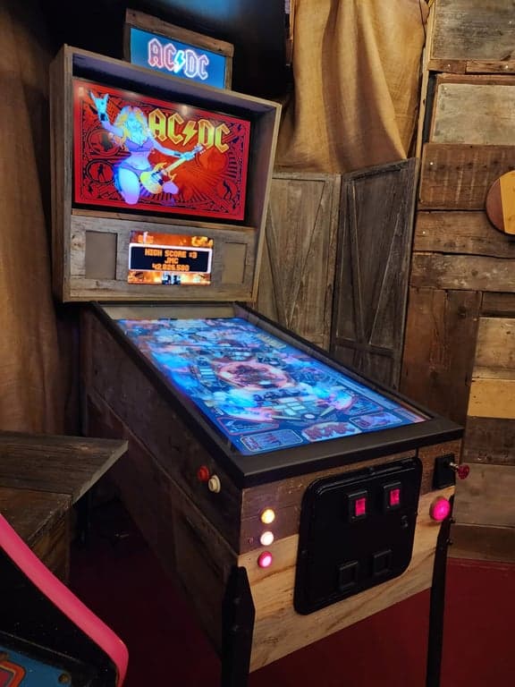 Reclaimed wood virtual pinball cabinet