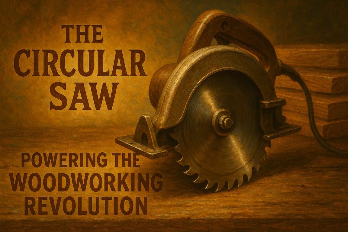 A circular saw cutting through wood
