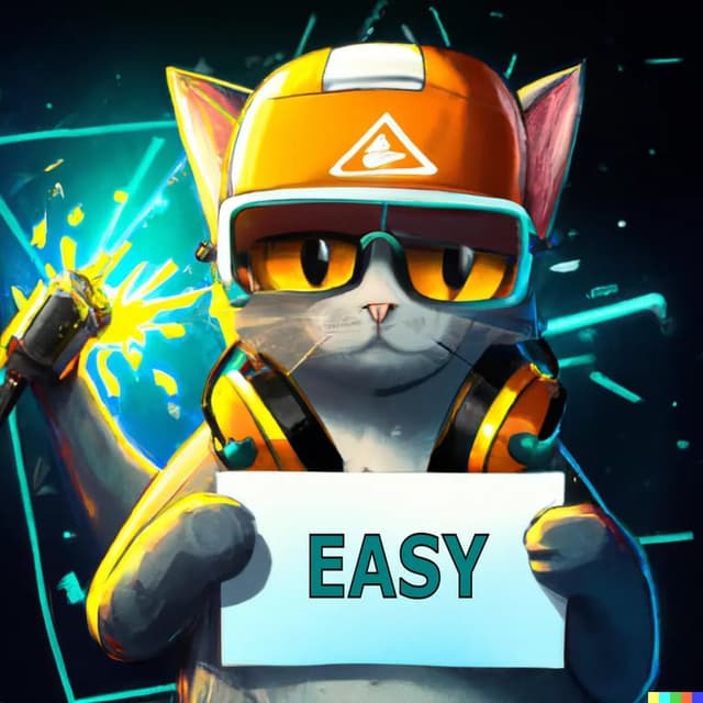 Difficulty level: Easy - Digital cat holding sign