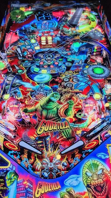 Godzilla table displayed on the LG C2 OLED inside the author's virtual pinball cabinet