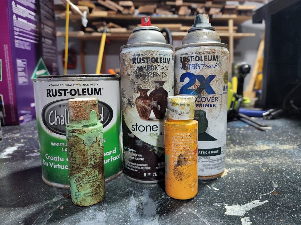 Chalkboard paint and other paints for weathering wood