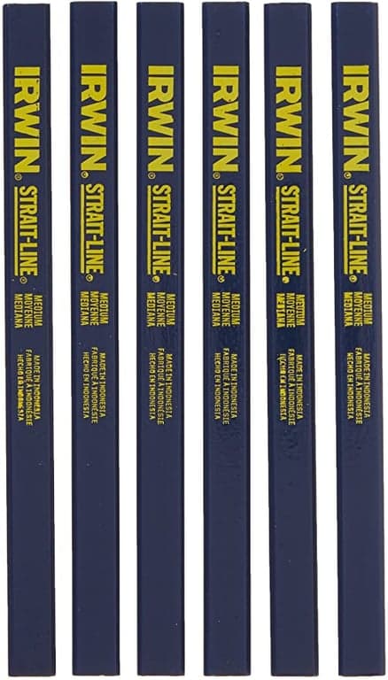 Blue carpentry pencils with yellow writing