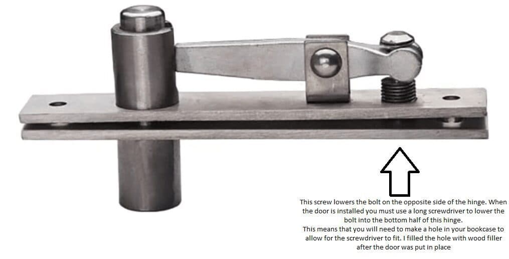 Tambee top hinge for secret door