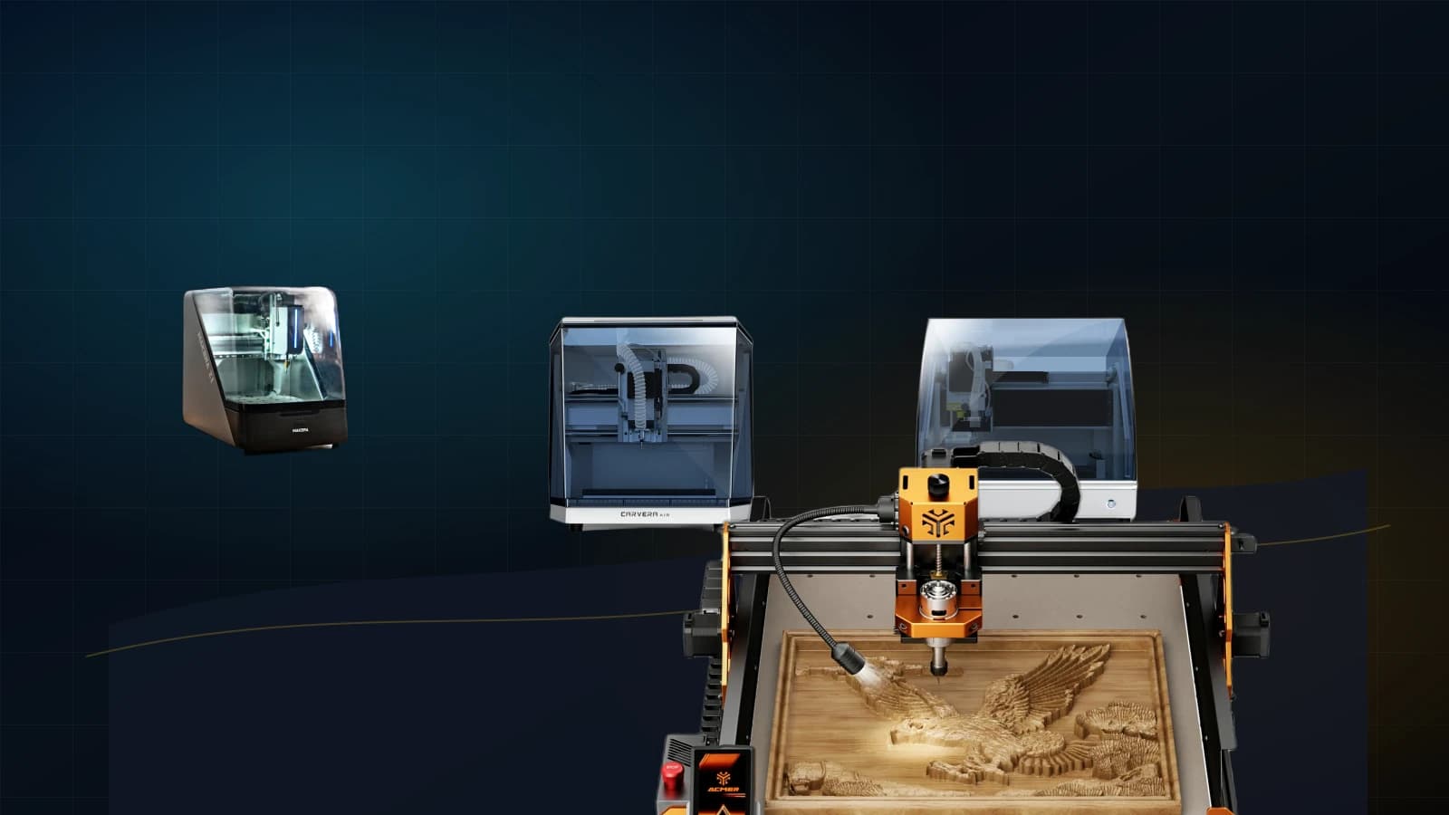 Four official desktop CNC product images staged for comparison