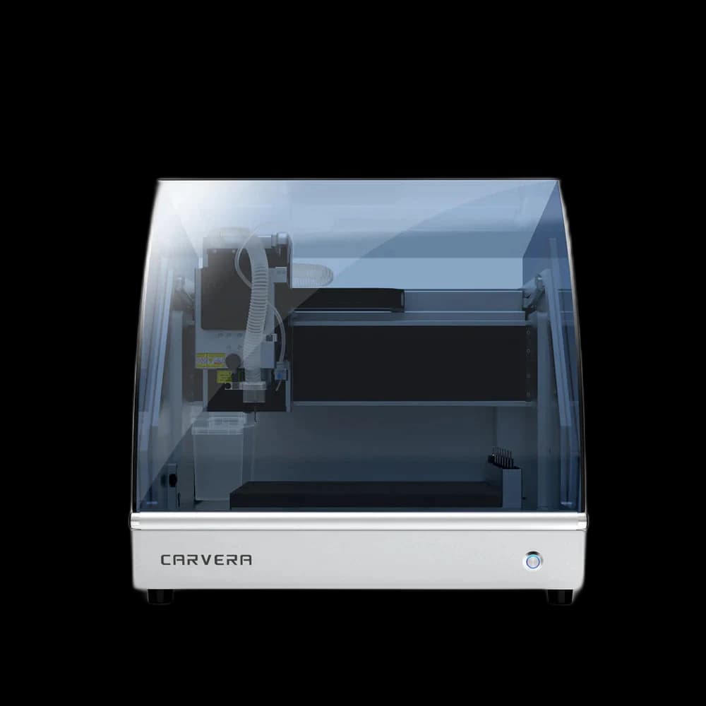 Official Makera Carvera desktop CNC product photo with enclosed front door