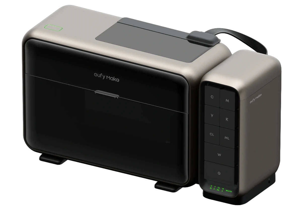 Official eufyMake E1 render with the announced high-capacity ink supply system.