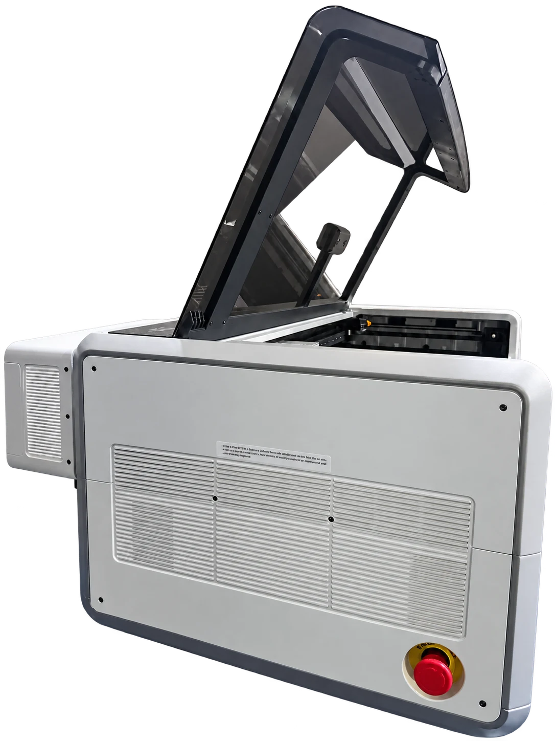 Our X1 photographed from the side with its lid raised, with the workshop background removed